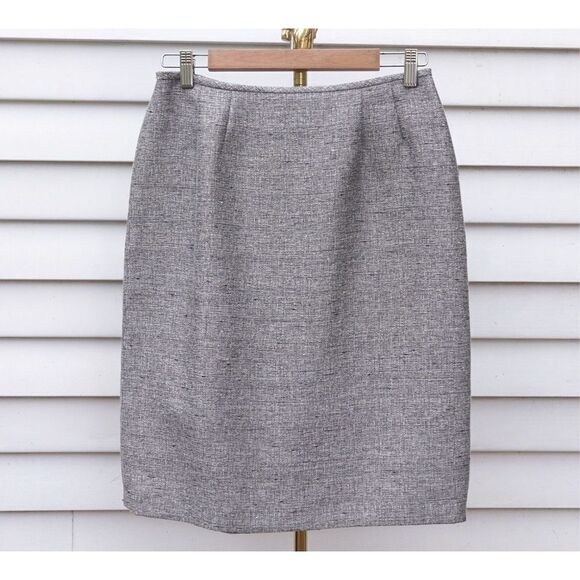 Vintage 90s Le Suit Silver Grey Midrise Pencil Skirt - Picture 2 of 6